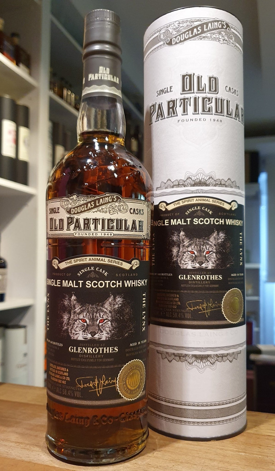 Glenrothes single cask 2005 2023 18y Old Particular 58,4% vol. 0,7l  Whisky Douglas Laing sherry butt DL17356 the spirit animal series the lynx   limitiert auf 641  Flaschen 