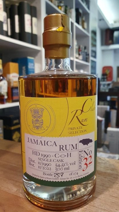 Rumclub Ed.32 HD Hampden 1990 C<>H Jamaica 54,51% vol. 0,5l  Single cask Rum club Jamaika  limitiert