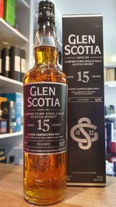 Glenscotia 15y 0,7l 46%vol. GePa Schottland Campbeltown American Oak Barrels  Nase:  Richer colours. Broad medium-weight citrus peels, ginger snap biscuits. Sweet great depth. Apricot aromas develop drift towards fruit salad. After a short time the wood come to the fore and water helps to release baked fruit.  complicated palate where the initial nose expect plump fruits, surprisingly dry palate fleshes nose fades. Adding water caramalised balanced wood elements expected  slightly dry.