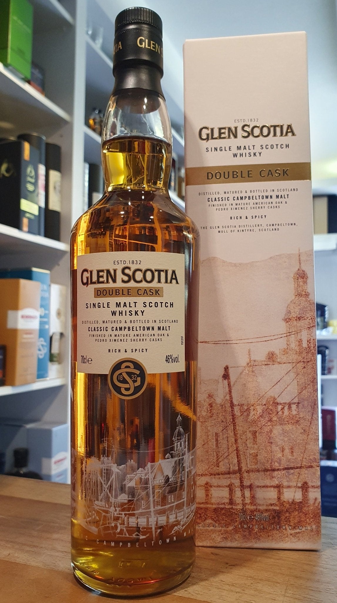 alt
Glenscotia double cask bourbon sherry single malt scotch whisky  0.7l Fl 46% Campbeltown scotch whisky  A wonderful peaty