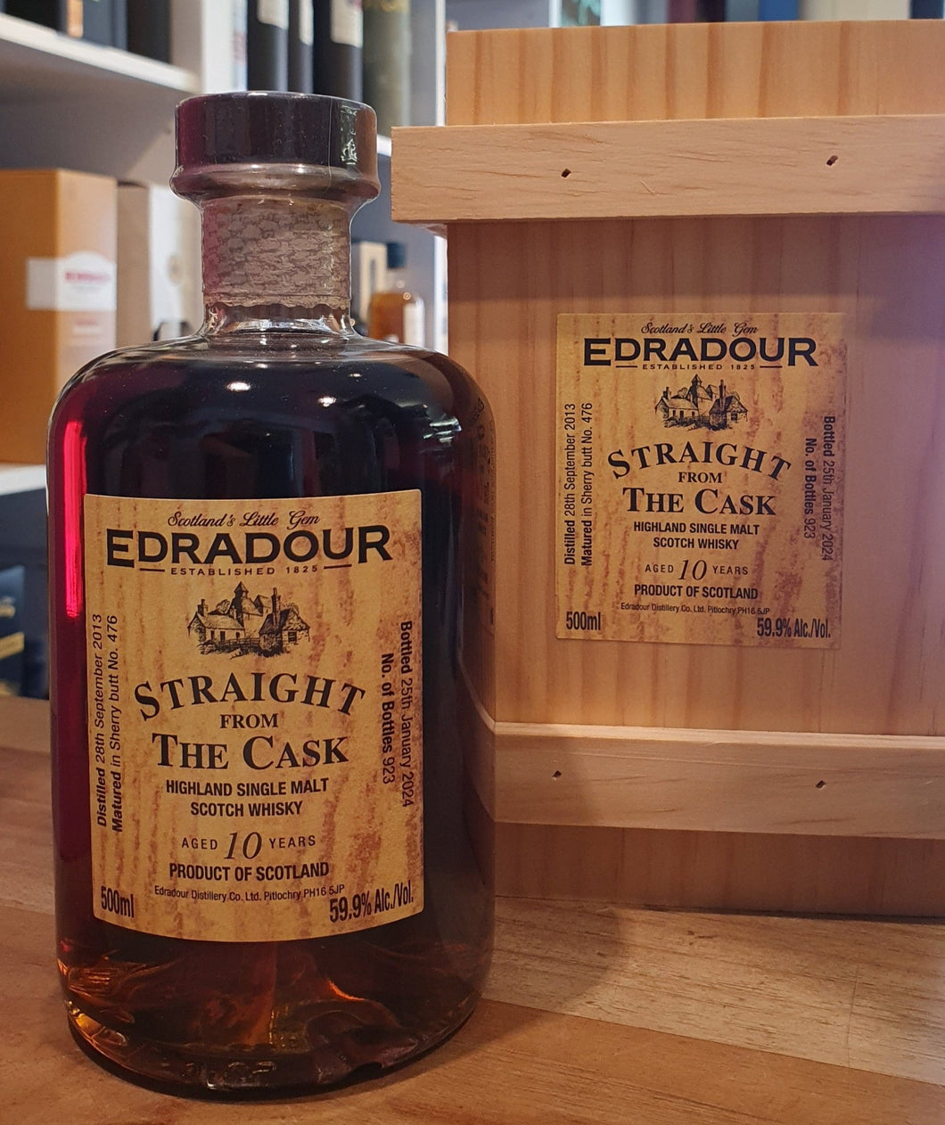 Edradour 2013 2024 Straight from the Cask Sherry Butt 0,5l Fl 59,9%vol. #476 Highland  whisky single malt scotch whisky in HOLZ Box  