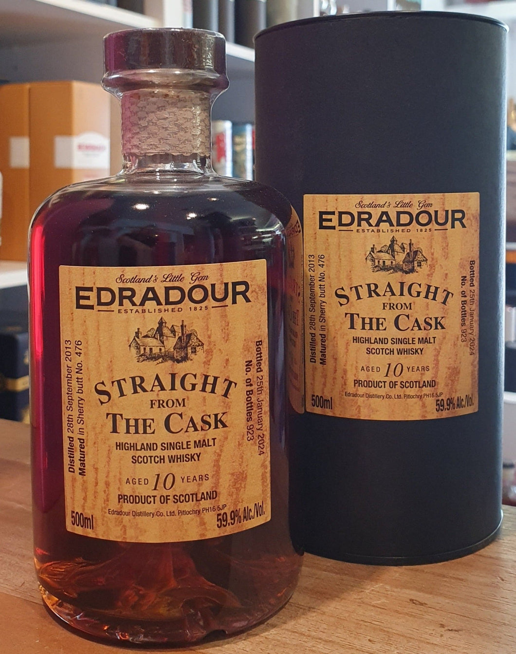 Edradour 2013 2024 Straight from the Cask Sherry Butt 0,5l Fl 59,9%vol. #476 Highland  whisky single malt scotch whisky tube limitiert auf 923 Flaschen