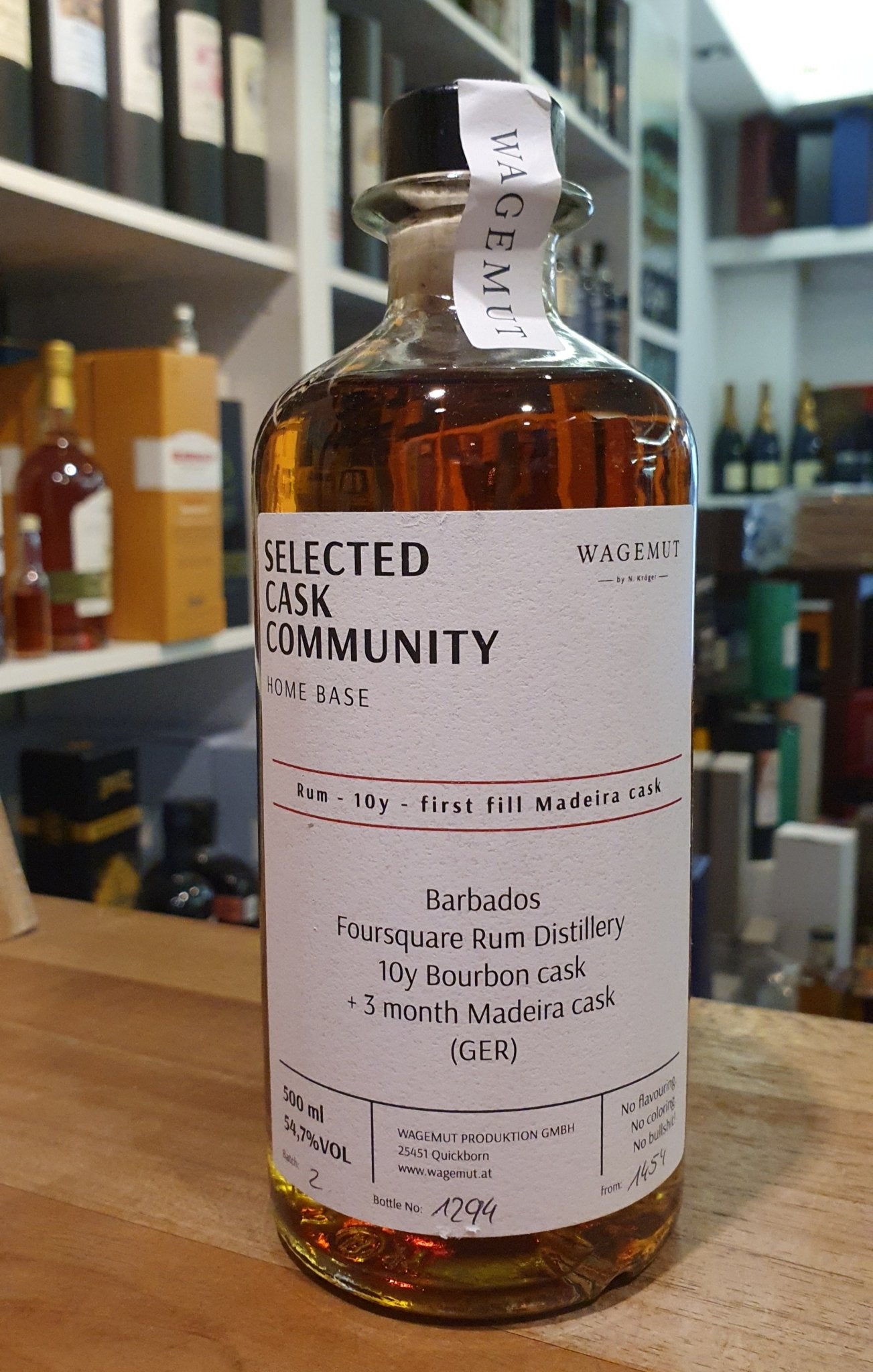 Wagemut Foursquare Home Base 10y SCC Madeira Single Cask 2023 Cask Strength Rum 0,5l 54,7%vol.