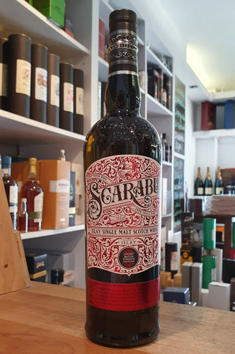 Scarabus Sherry Batch Strength Edition 0,7l  57% vol. Whisky single malt
German exlusive ! First Exclusive Edition

Nase:  Islay peat smoke, dark berries, sea salt

Gaumen: warming leather, extra intensity, chocolate sweetness,

Abgang: lingering,  fruity 