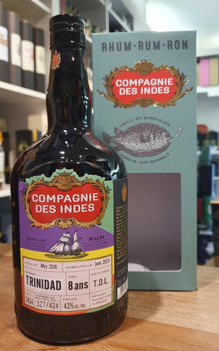 Compagnie des indes Trinidad 2016 2024 T.D.L. 8y Dist 43% vol. 0,7l CDI Rum tdl