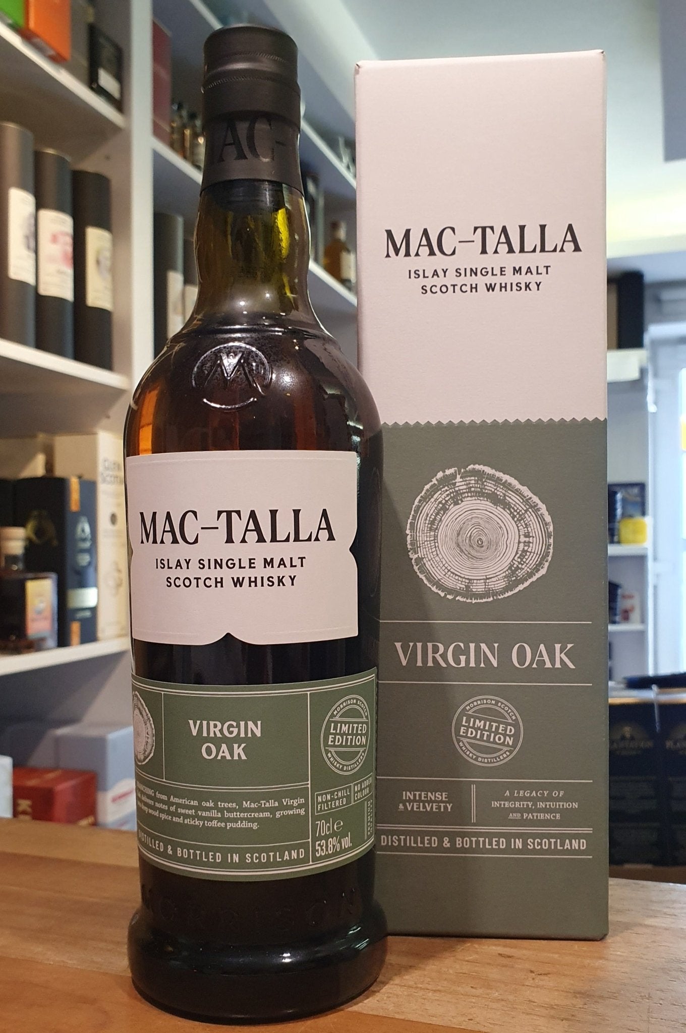 Mac - Talla Virgin oak cask limited edition cask strength Whisky Islay single malt 0,7l 53,8% vol. mit GP Morrison