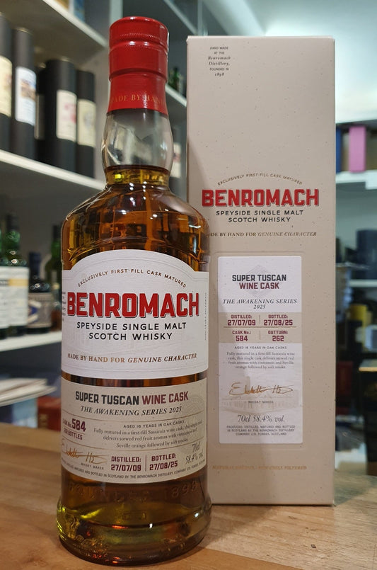 Benromach 2009 2025 16y 1st Fill Tuscan Sassicaia Wine Cask 584 The Awakening Series 0,7l 58,4% vol. Whisky ki