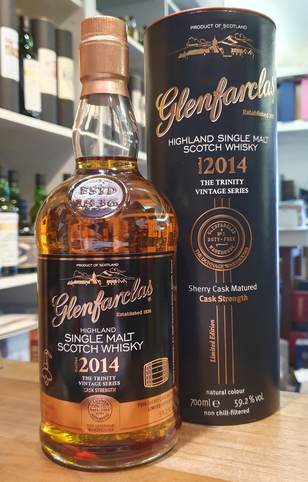 Glenfarclas 2014 cask strength sherry cask m.schwarze DOSE 0,7l 59,2%vol. the trinitity Vintage Series Edition single malt scotch whisky