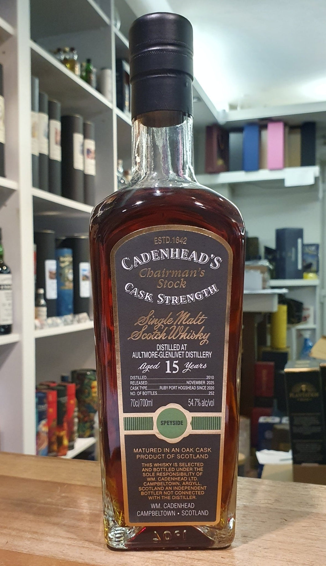 Aultmore 2010 Single cask Chairman`s Stock 15y Cadenhead's 0,7l 54,7%vol. schwarzes Eti