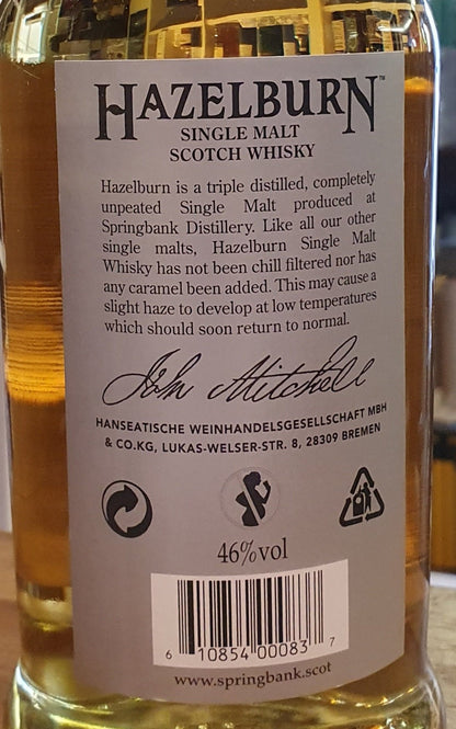 Hazelburn 10-year-old Bourbon Cask 2025 NEW 0,7l 46 % vol. Whisky Campbeltown