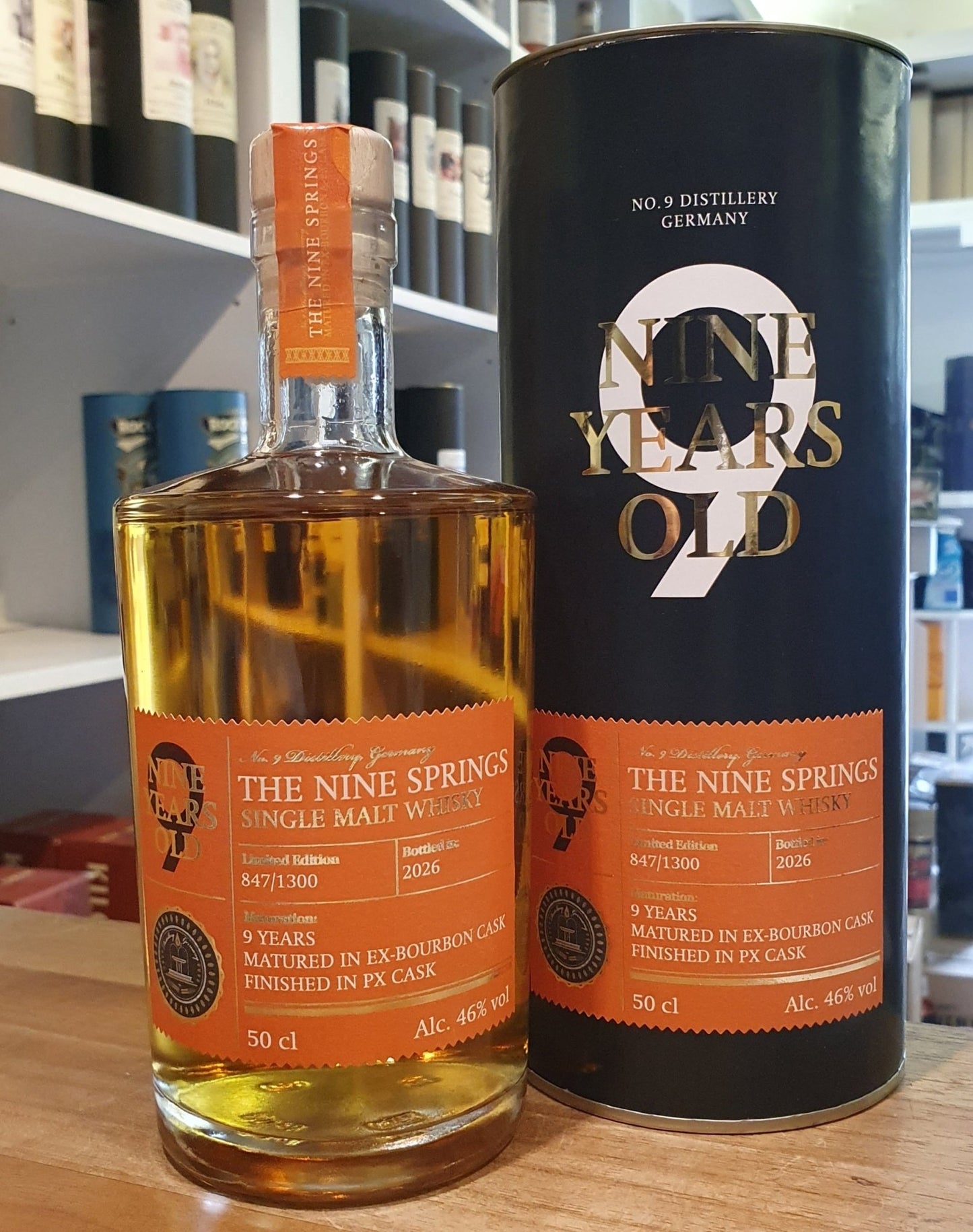 The Nine Springs 9 y PX Pedro ximenez single cask Whisky 0,5l 46% vol. Eichsfeld