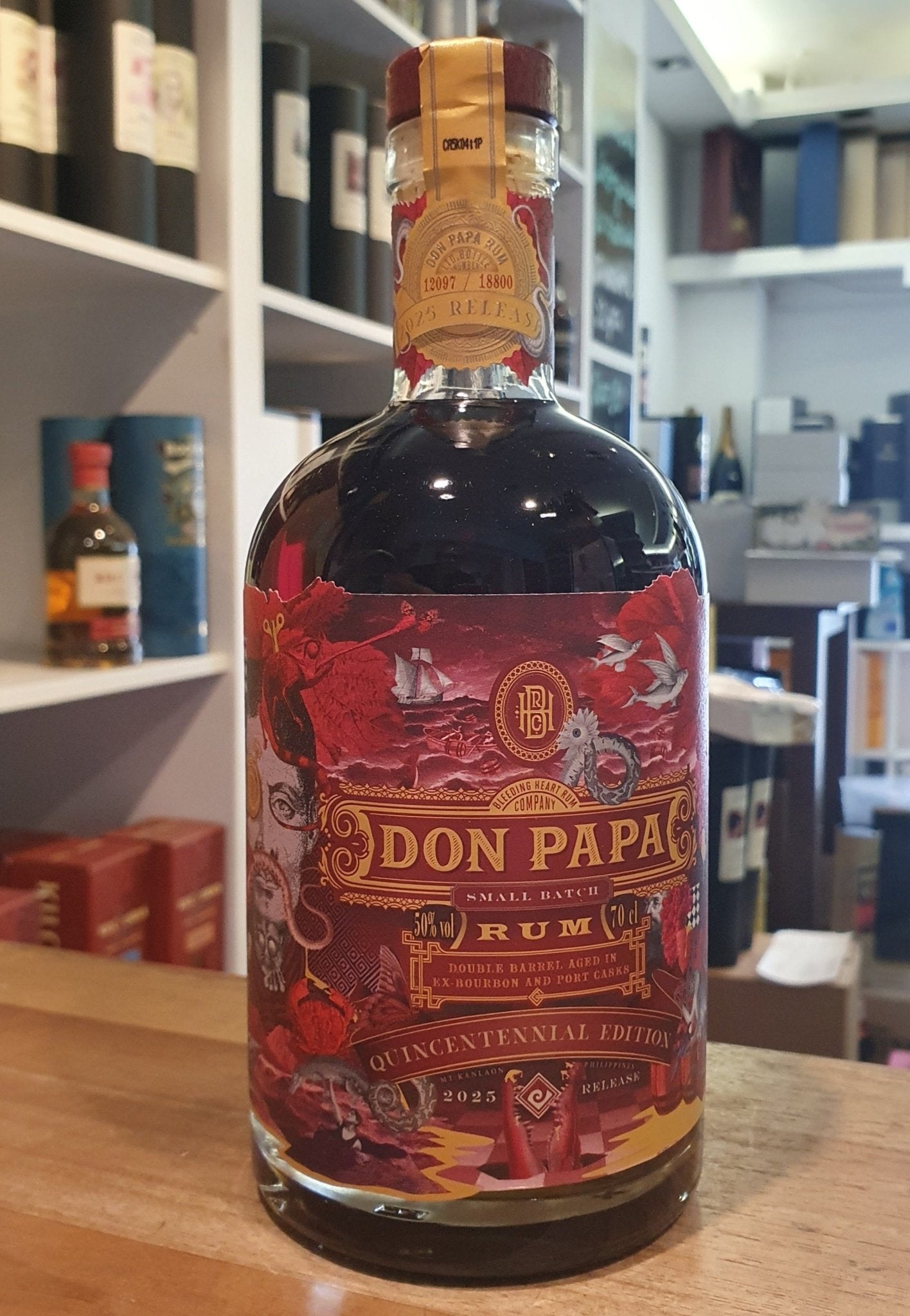 Don Papa Quincentennial 2025 Rum Port Cask 7 y 0,7l 50 % vol. + WITHOUT + Gift Tin 500y Magellan