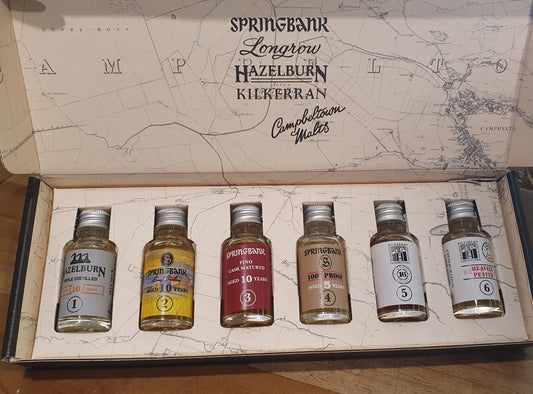 Springbank Coffret de dégustation exclusif à la distillerie 6x 2cl 0,12l xx % vol. Whisky à l’orge locale, fino, hp 13