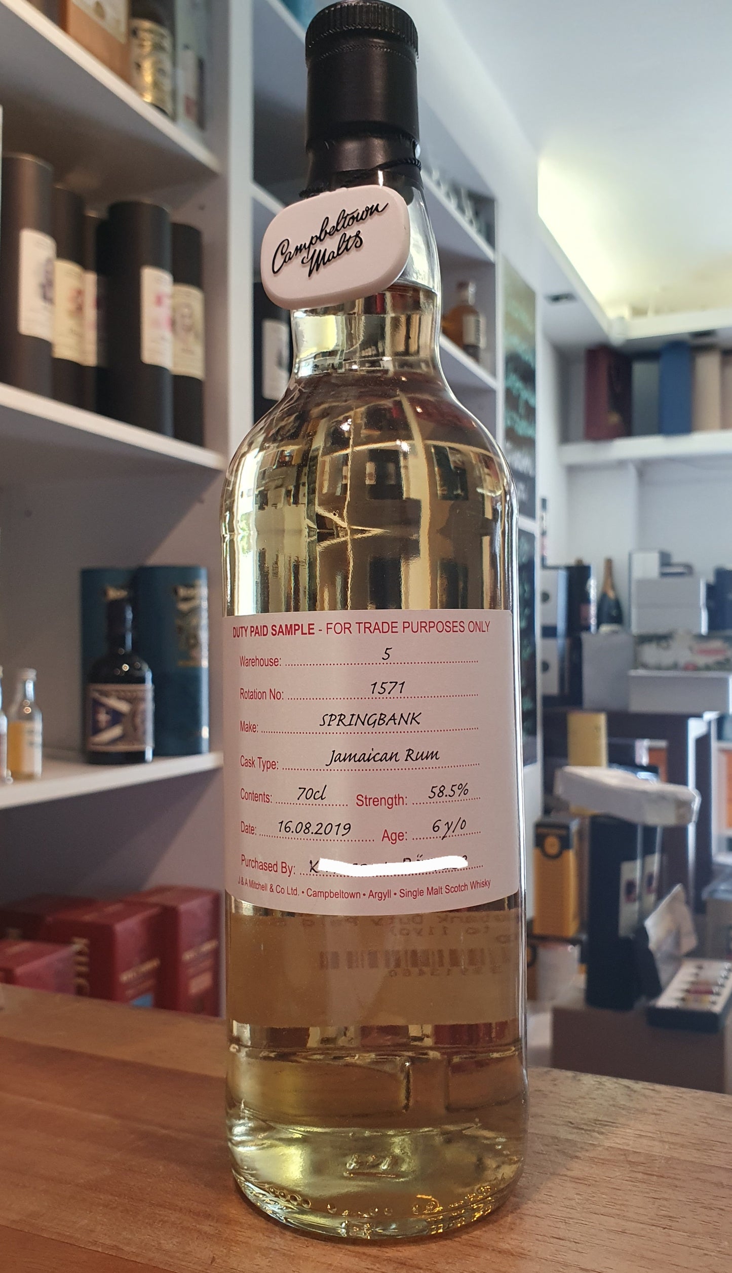 Springbank Cage bottling 2019 distillery exclusive jamaican Rum Cask 0,7l 58,5 % vol. Whisky w5 r1571