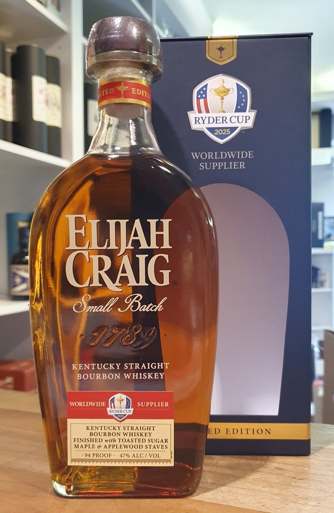 Elijah Craig Ryder Cup Bourbon Whiskey s javorovým a jabloňovým dřevem, 0,7l 47 % vol.