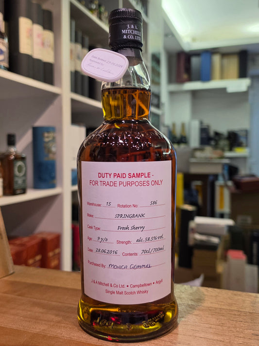 Springbank Cage bottling 2016 fresh sherry Cask 9y 0,7l 58,5 % vol. Whisky w5 r586 duty paid sample