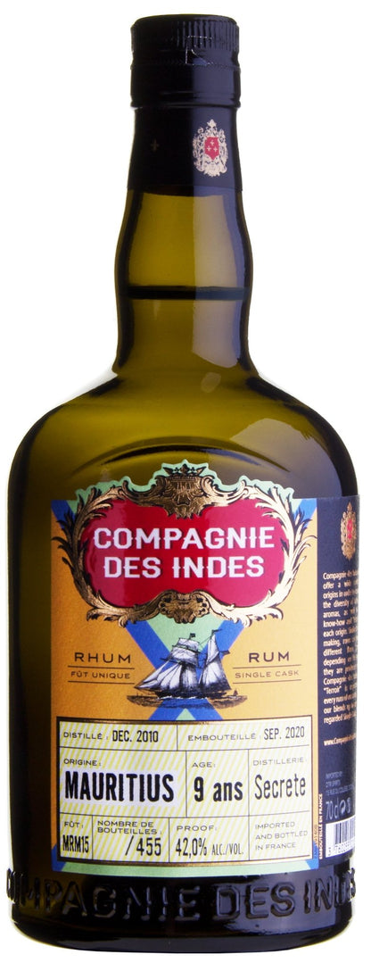 Compagnie des Indes Rum Mauritius ( Secret Distillery ) 9YO Single Cask Rum (Rhum Agricole) 12/2010 - 10/2020 42% vol. 0,7l F