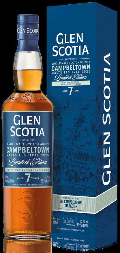 VB Glen Scotia 7y Festival 2026 Medium Peated Ruby Port cask 0,7l 53,9% vol. Whisky Campbeltown