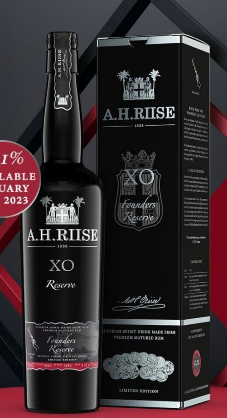 A.H.Riise XO Fondateurs rouge foncé 2023 Partie 4 Réserve 0,7l 45,1% vol. rhum édition limitée vert rhum AH Riise XO noir