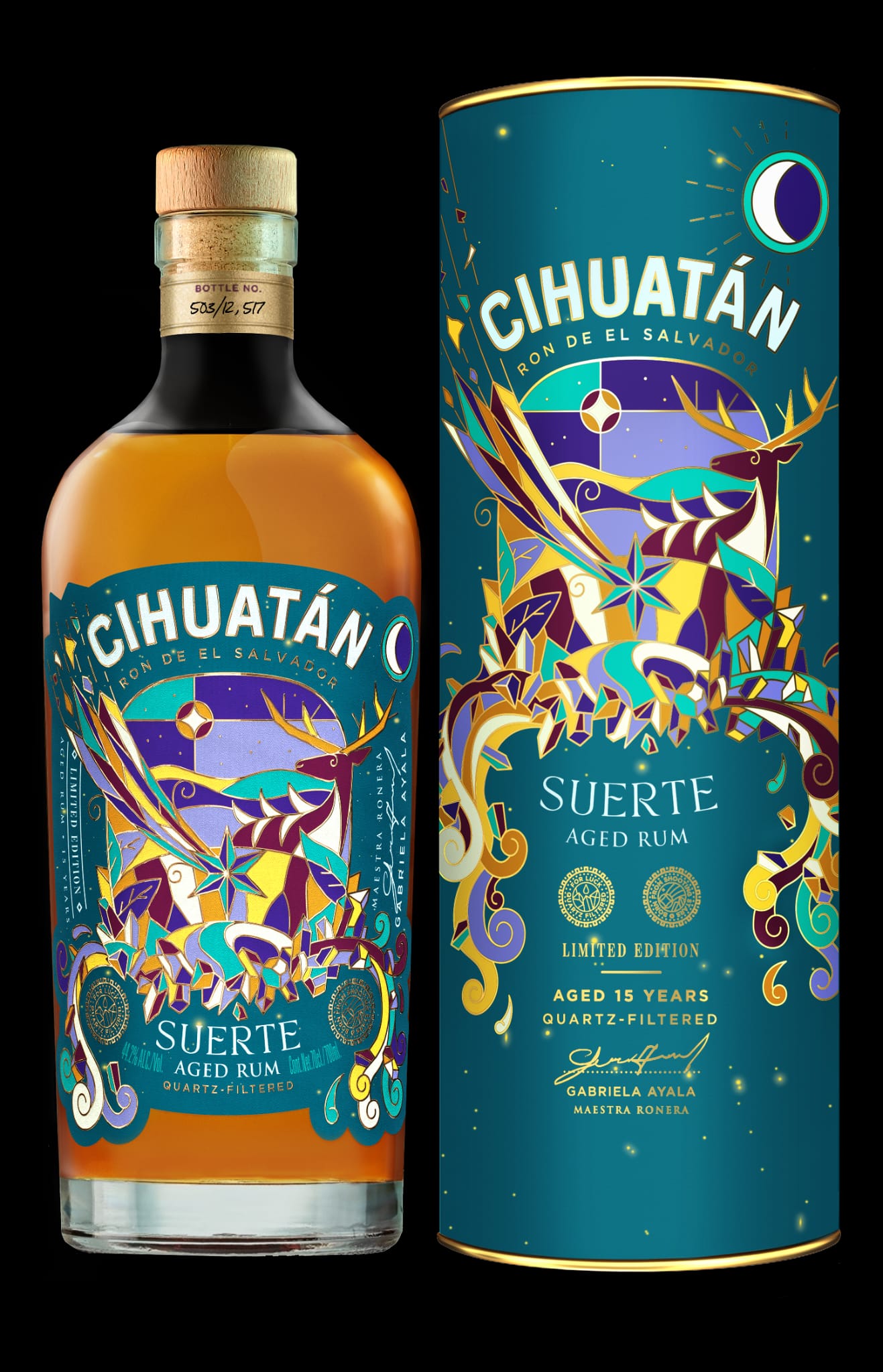 Cihuatan Suerte 15y 2023 0,7l 44,2 limited edition Blend aus bis zu 15- 17Jahre alte Rums von Gabriala Ayala quartz filtered