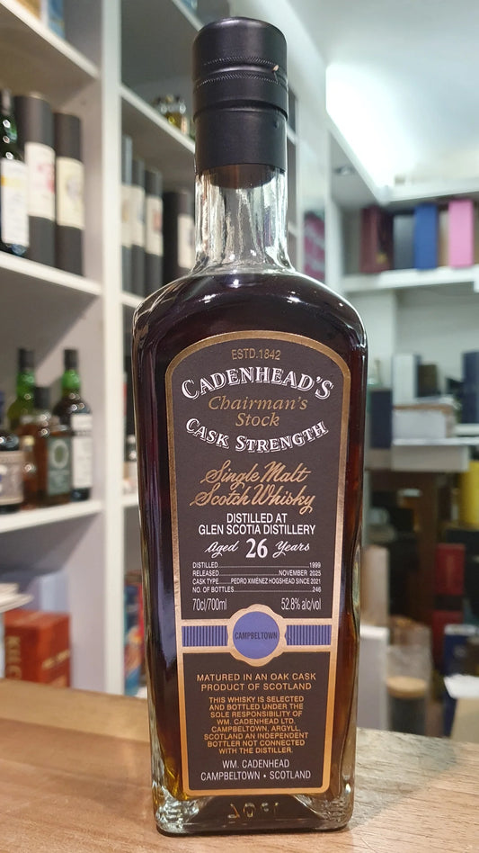 Glen Scotia 1999 Single cask Chairman`s Stock Cadenhead's 26y 0,7l 52,8 %vol. schwarzes Eti