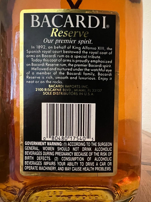 Bacardi Reserve 1990s 0,75l 40% vol. Puerto Rico Rum Sonderedition