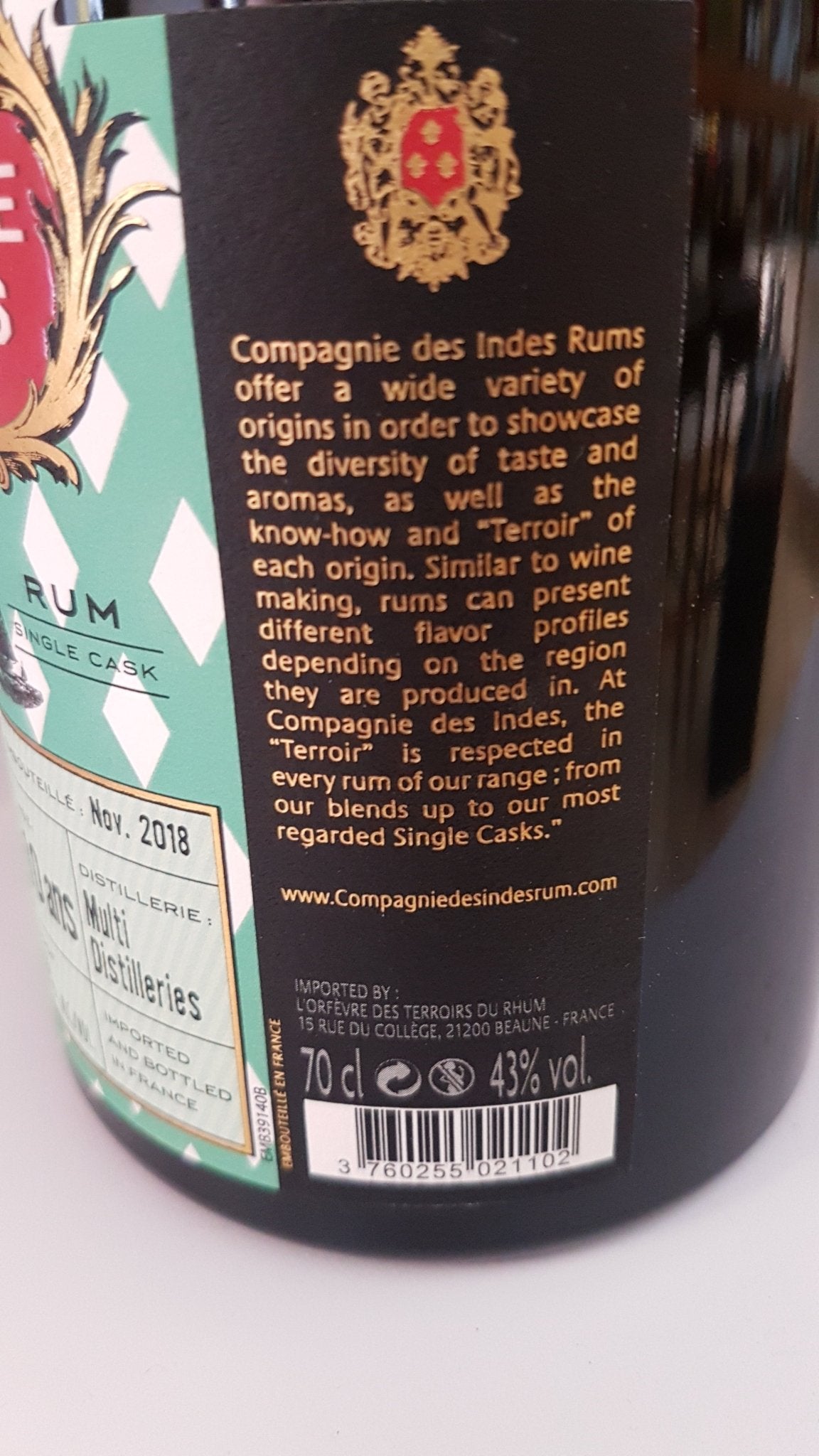 Compagnie des Indes cdi Rhum Fassabfüllung Sonderedition limitiert auf nur ein Fass Rum Caribbean 10 0.7l 43%