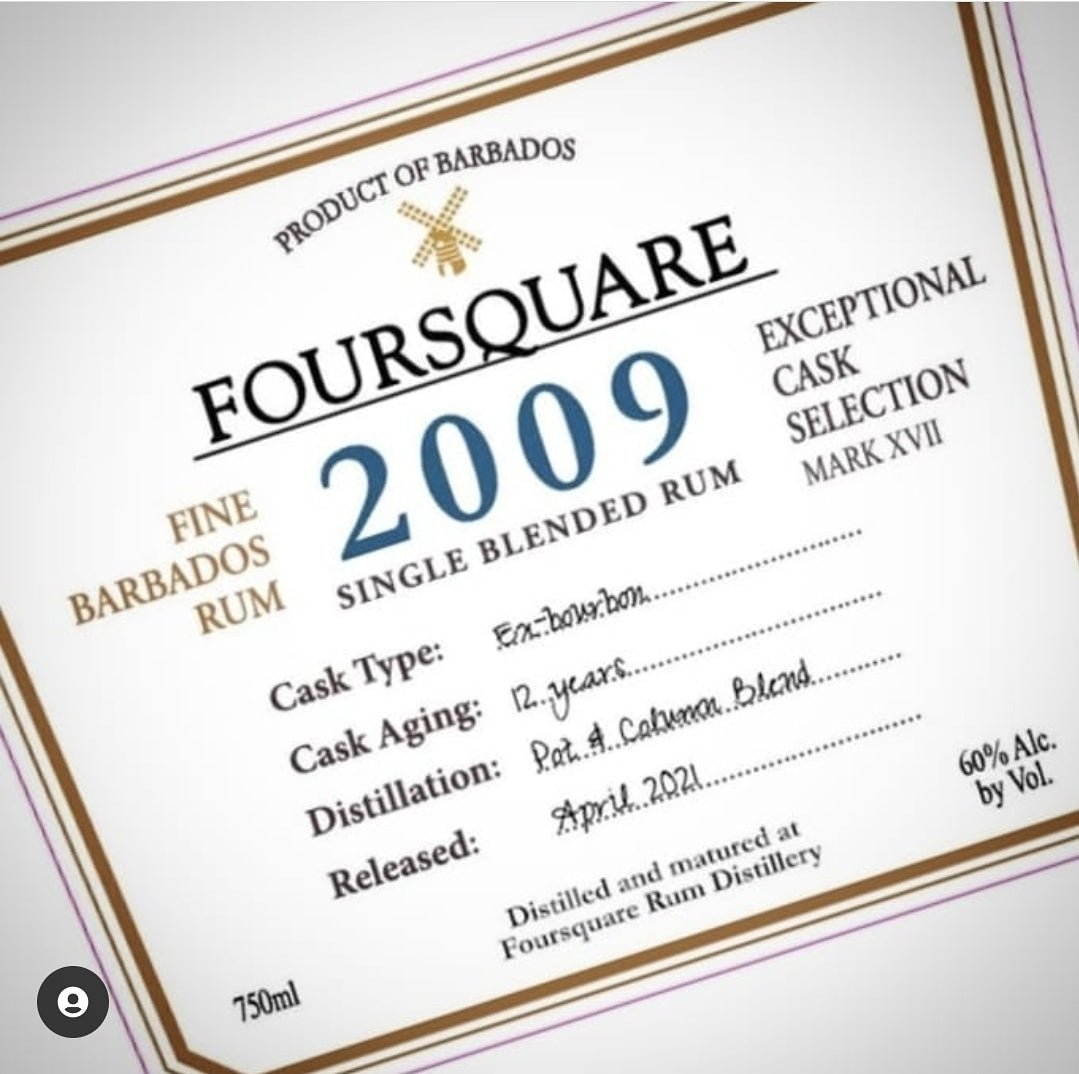 Foursquare Barbados 2009 cask strength  Juli 2021 60% vol. 0,7l Exceptionel cask collection Mark XVII 12 Years Fassstärke