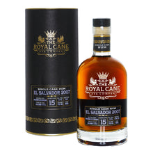Load image into Gallery viewer, Royal Cane El Salvador 2007 0,7l 51%vol. Rum single cask Distillery: Ingenio La Cabaña - 15 years - Cask: American white oak Column still Molasses   limitiert Flaschen  Tasting deep golden amber color with pronounced aromas of panela sugar, coconut, dark caramel, toasted almonds, and walnuts. The velvety texture accentuates the sweet notes of cola, caramel, raw sugar, toasted coconut, and almonds. The nutty profile lingers on the finish with hints of dark roast coffee, peppercorn, menthol, sandal wood.
