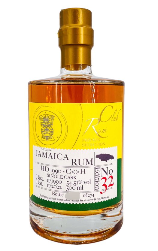 Rumclub Ed.32 HD Hampden 1990 C<>H Jamaica 54,51% vol. 0,5l  Single cask Rum club Jamaika  limitiert