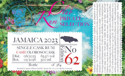 Rumclub Ed.62 Hampden HD 2023 Jamaica C<>H 63,5% vol. 0,5l Single cask Rum club Jamaika
