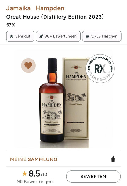 Hampden Great House Distillery 2023 Jamaïque 0,7l 57% vol. rhum single cask
