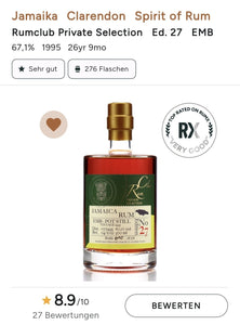 Rumclub Jamaica 26y 1995 Ed.27 EMB 2022 67,1% 0,5l fl Rum club Medium Pot Still Ex-Bourbonfass