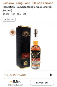 Plantation Jamaica 1998 CRV 2021 XO 0,7l 49,2% vol. single cask Rum Fassabfüllung Sonderedition