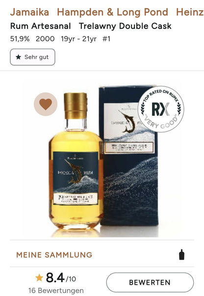 RA Trelawny Double Cask Hampden 1998 / Long Pond 2000 2017  0,5l 51,9% vol.  Artesanal Rum
