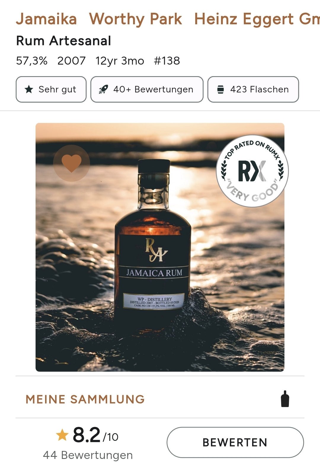 RA Jamaica 2007 2020 WP Worthy Park Islay finish #138 0,5l 57,3%vol. Rum Artesanal - inn-out-shop