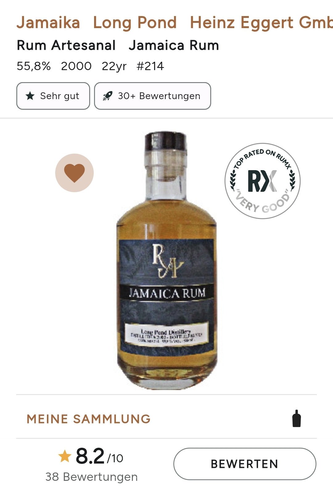 RA Jamaica 2000 2023 Long Pond 0,5l 55,8% vol. Rum Artesanal #214   limitiert auf insgesamt 240 Flaschen
