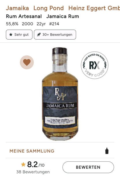 RA Jamaica 2000 2023 Long Pond 0,5l 55,8% vol. Rum Artesanal #214   limitiert auf insgesamt 240 Flaschen