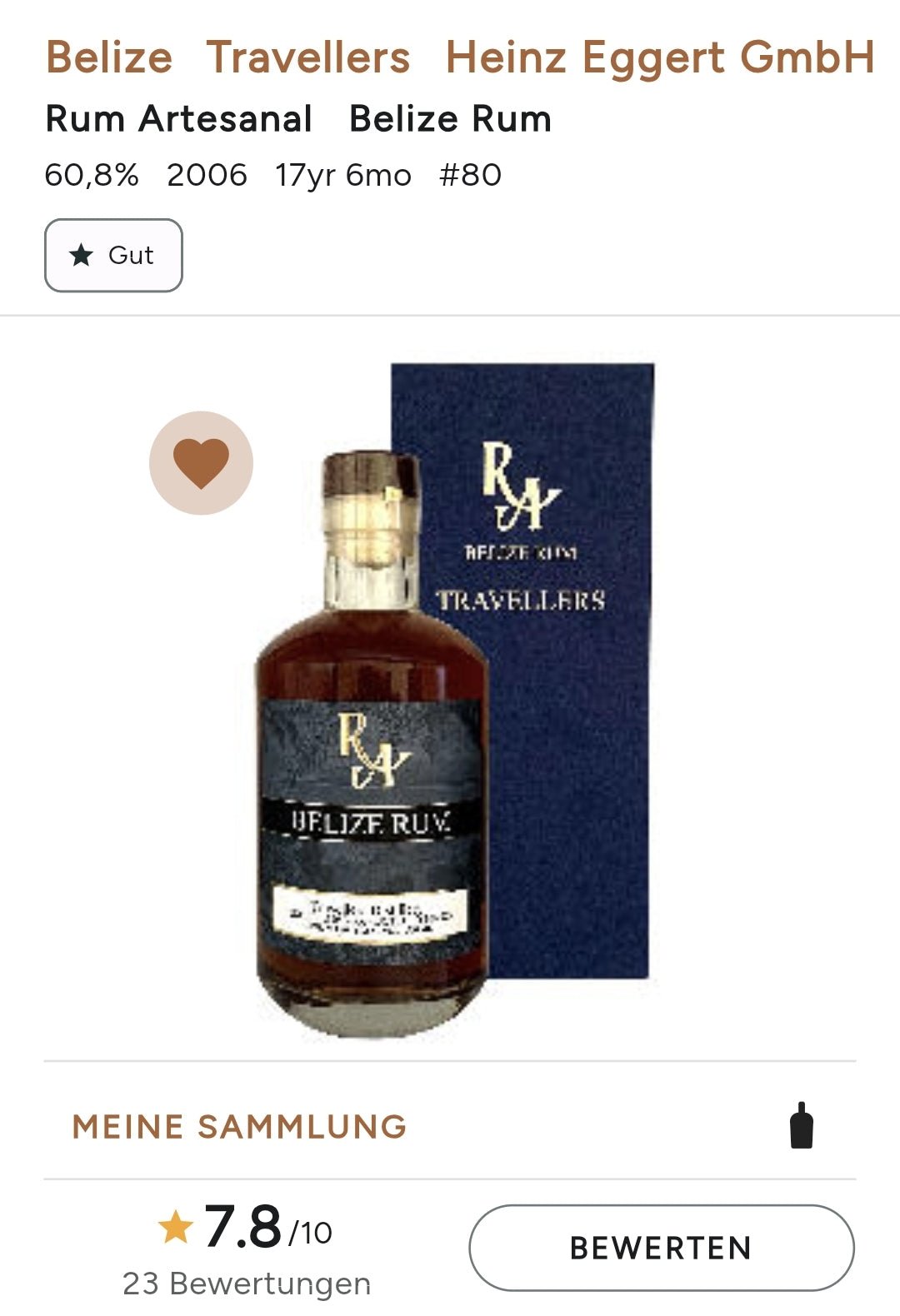 RA Belize 2006 2023 W distillé par Travellers 0,5l 60,8% vol. #80 single cask Rum Artesanal - inn-out-shop