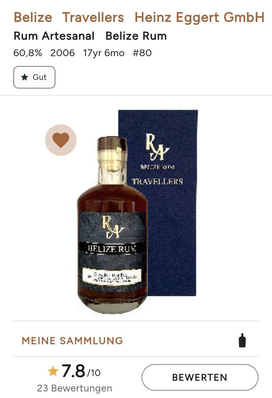 RA Belize 2006 2023 W Travellers dist. 0,5l 60,8% vol. #80 single cask Rum Artesanal - inn-out-shop