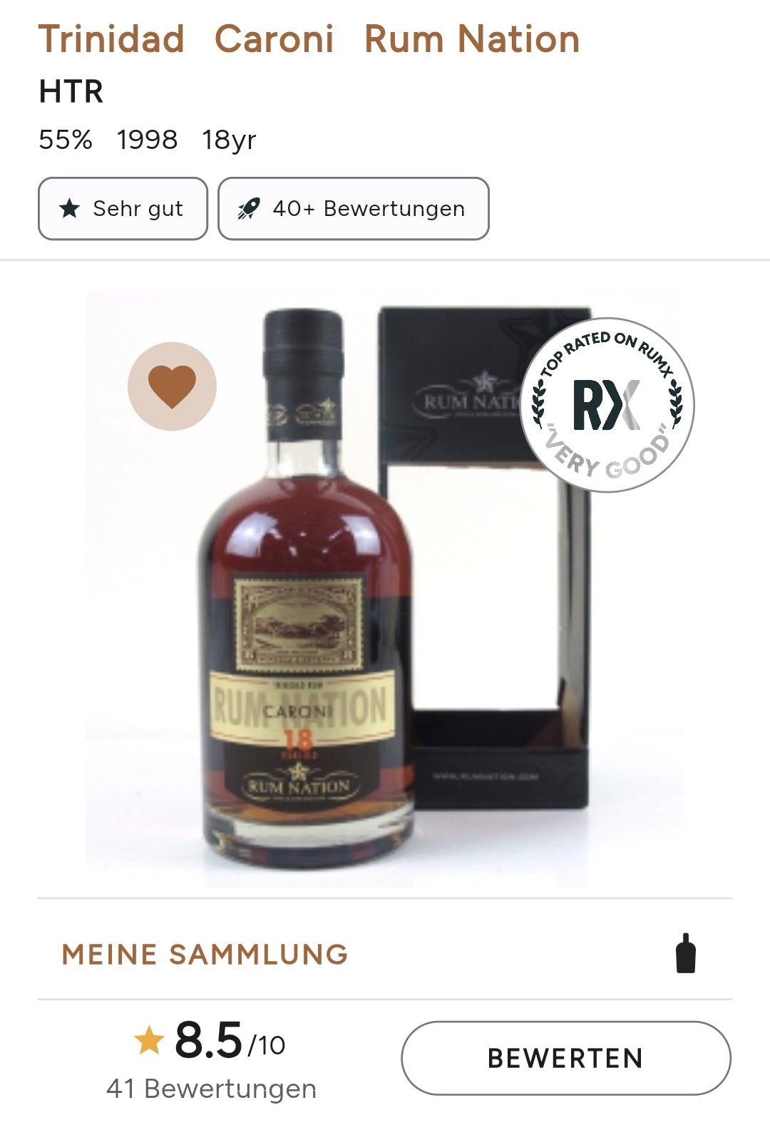 Rum Nation Caroni 1998 2016 18y 0,7l 55% vol. Single Cask Rum Trinidad #? 0,7l 59% vol. Single Cask Rum