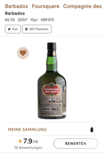 Compagnie des Indes Foursquare 10 Barbados Single Cask Rum 43% vol. 0,7l Fassabfüllung Sonderedition limitiert auf ein Fass