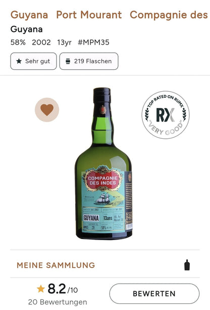 Compagnie de indes Guyana 2002 2015 DDL Port Mourant Cask Strength 0,7l 58% vol. Single Cask RUM CDI - inn-out-shop