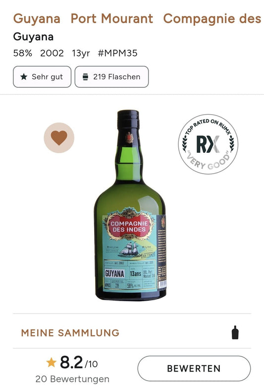 Compagnie de indes Guyana 2002 2015 DDL Port Mourant Cask Strength 0,7l 58% vol. Single Cask RUM CDI - inn-out-shop
