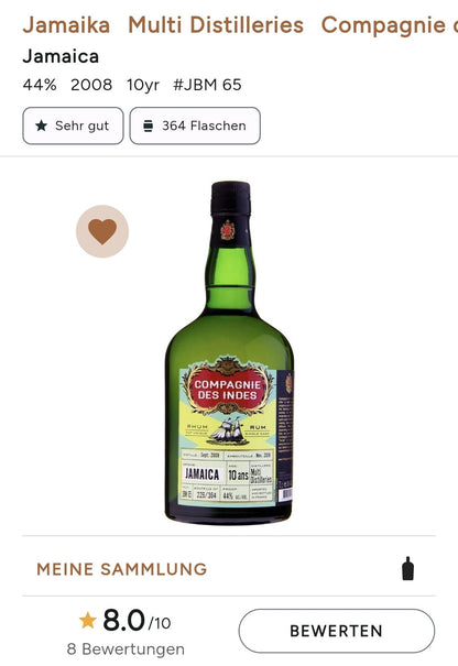 Compagnie des Indes Rum Jamaica 10 Multidestillers 0.7l 57,9 % Cask Bottling cdi Special Edition Long Pond,