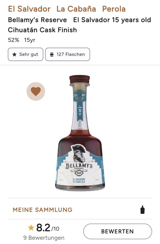 Bellamy's Reserve 15y El Salvador 2022 0,7l 52 %vol. Single cask Rum Fassstärke cask strength
