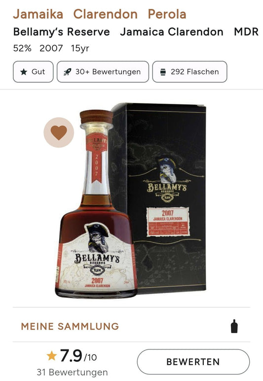 Bellamy's Reserve Jamaica 2007 2022 Clarendon Dist. 0,7l 52% vol. Belamys Rum limited Edition - inn-out-shop