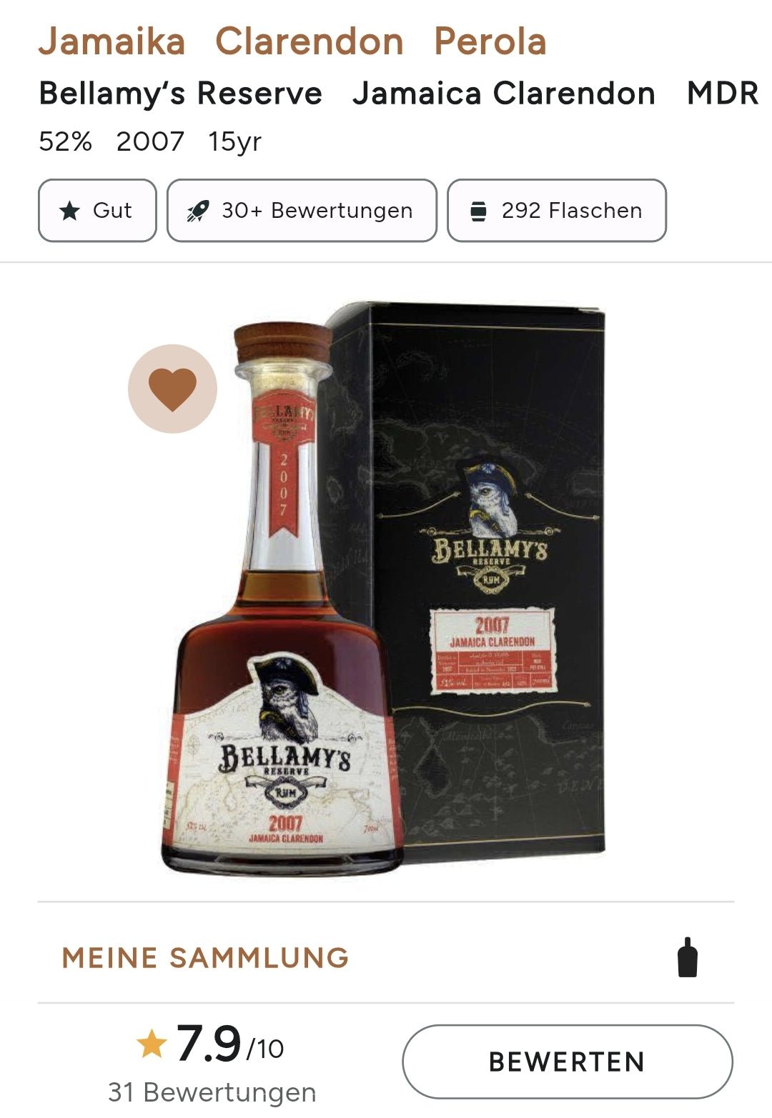 Bellamy's Reserve Jamaica 2007 2022 Clarendon Dist. 0,7l 52% vol. Belamys Rum limited Edition - inn-out-shop