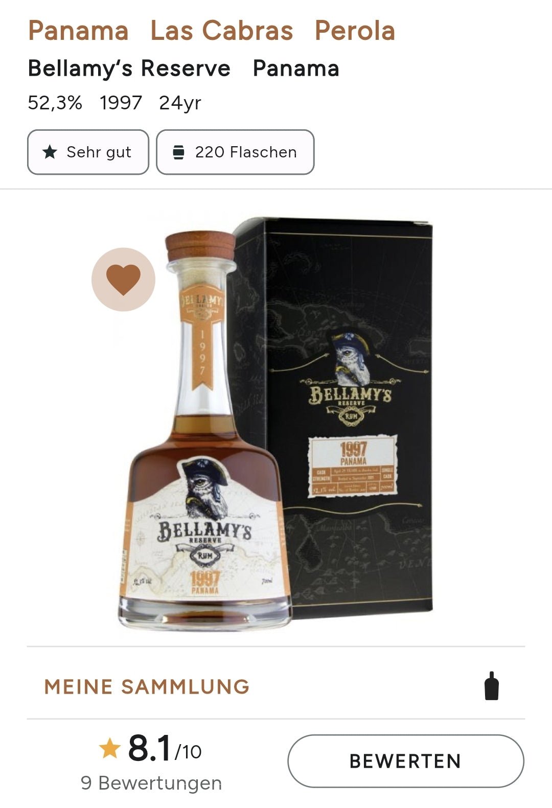 Bellamy's Reserve Rum 1997 Panama Edit 0,7l 52,3%vol.