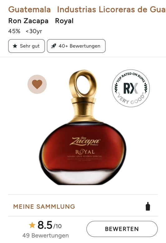Ron Zacapa Royal 0,7 45%vol. m.GP Rum Guatemala - inn-out-shop